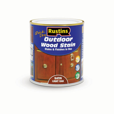 Rustins Quick Dry Outdoor Wood Stain Satin Light Oak 500ml DIY at B&Q