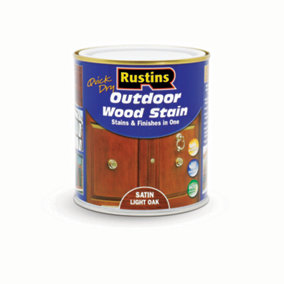 Rustins Quick Dry Outdoor Wood Stain Satin - Light Oak 500ml