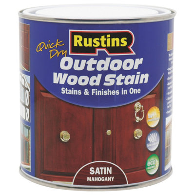 Rustins Quick Dry Outdoor Wood Stain Satin - Mahogany 1ltr