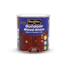 Rustins Quick Dry Outdoor Wood Stain Satin - Mahogany 1ltr