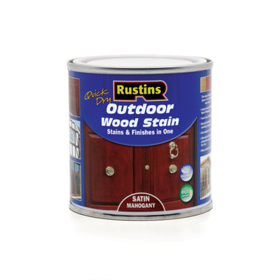 Rustins Quick Dry Outdoor Wood Stain Satin - Mahogany 250ml