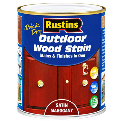 Rustins Quick Dry Outdoor Wood Stain Satin - Mahogany 500ml