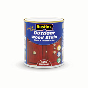 Rustins Quick Dry Outdoor Wood Stain Satin - Mahogany 500ml
