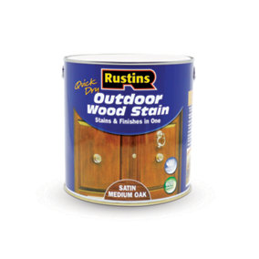Rustins Quick Dry Outdoor Wood Stain satin - Medium Oak 2.5ltr