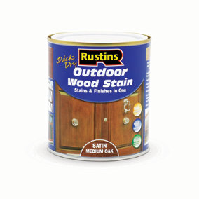 Rustins Quick Dry Outdoor Wood Stain Satin - Medium Oak 500ml