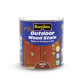 Rustins Quick Dry Outdoor Wood Stain Satin - Teak 1ltr