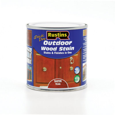 Rustins Quick Dry Outdoor Wood Stain Satin Teak 250ml DIY at B&Q