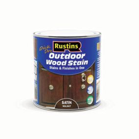 Rustins Quick Dry Outdoor Wood Stain Satin - Walnut 1ltr