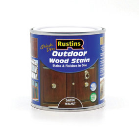 Rustins Quick Dry Outdoor Wood Stain Satin - Walnut 250ml