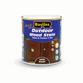 Rustins Quick Dry Outdoor Wood Stain Satin  - Walnut 500ml
