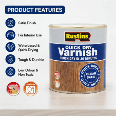 Rustins Quick Dry Varnish Clear Satin 250ml