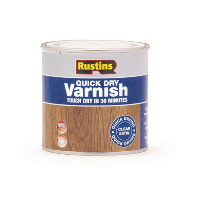 Rustins Quick Dry Varnish Satin Clear 250ml DIY at B&Q
