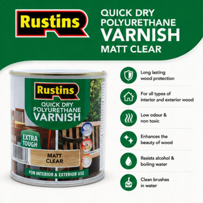 Rustins Quick Drying Polyurethane Varnish Matt Clear 2.5L