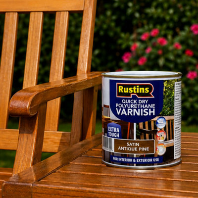 Rustins Quick Drying Polyurethane Varnish Satin Antique Pine 1L