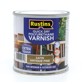 Rustins Quick Drying Polyurethane Varnish Satin Antique Pine 250ml