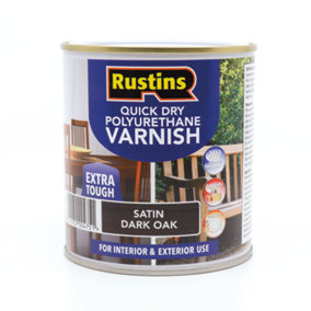 Rustins Quick Drying Polyurethane Varnish Satin Dark Oak 1ltr