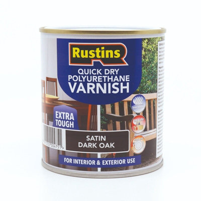 Rustins Quick Drying Polyurethane Varnish Satin Dark Oak 250ml