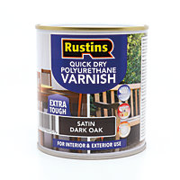 Rustins Quick Drying Polyurethane Varnish Satin Dark Oak 500ml