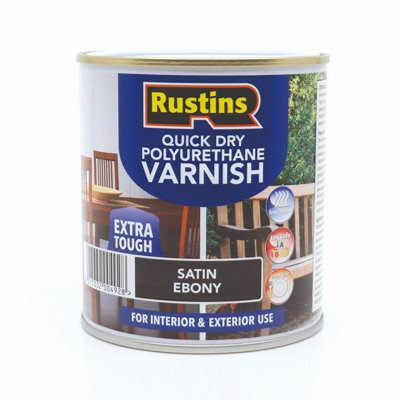 Rustins Quick Drying Polyurethane Varnish Satin Ebony 1L
