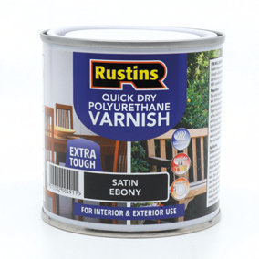 Rustins Quick Drying Polyurethane Varnish Satin Ebony 250ml
