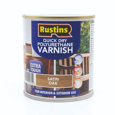 Rustins Quick Drying Polyurethane Varnish Satin Oak 1ltr