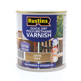 Rustins Quick Drying Polyurethane Varnish Satin Oak 1ltr