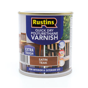 Rustins Quick Drying Polyurethane Varnish Satin Teak 1ltr