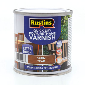 Rustins Quick Drying Polyurethane Varnish Satin Teak 250ml