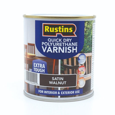 Rustins Quick Drying Polyurethane Varnish Satin Walnut 1ltr