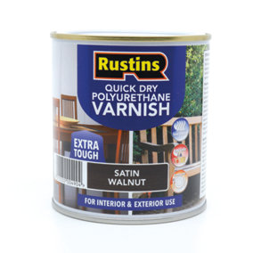 Rustins Quick Drying Polyurethane Varnish Satin Walnut 1ltr