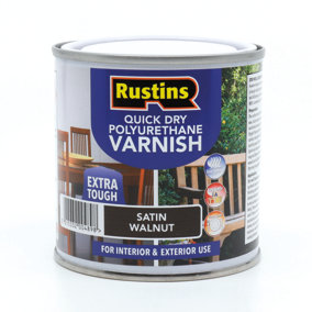 Rustins Quick Drying Polyurethane Varnish Satin Walnut 250ml
