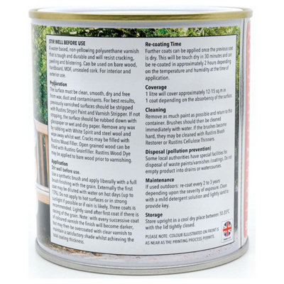 Rustins Quick Drying Polyurethane Varnish Satin Walnut 500ml