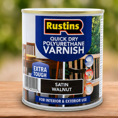 Rustins Quick Drying Polyurethane Varnish Satin Walnut 500ml