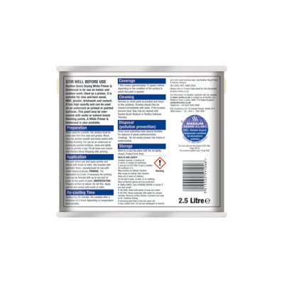 Rustins Quick Drying Primer And Undercoat - Grey 2.5ltr