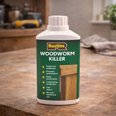 Rustins Wood Worm Killer 500ml -Effective Wood Treatment