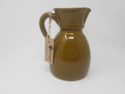 Rustiqua Hand Dipped Terracotta Kitchen Dining Curvy Jug Olive Green (H) 19cm