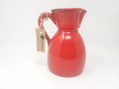 Rustiqua Hand Dipped Terracotta Kitchen Dining Curvy Pourer Jug Red (H) 19cm