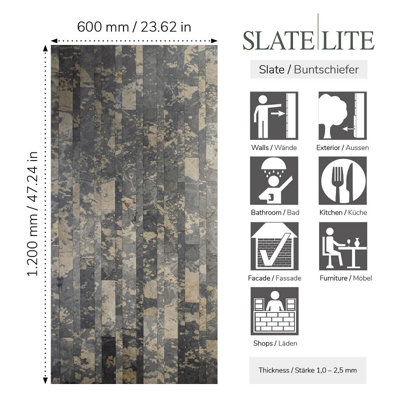 Rustique Slate Veneer Multi Brick 120 x 60cm Thin & Light Weight Sheet