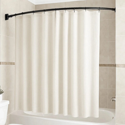 Rustproof Steel Rail Black Curved Shower Curtain