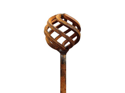 Rusty Metal Sphere Garden Stake - Large - Pack of 3 - Raw steel designed to rust