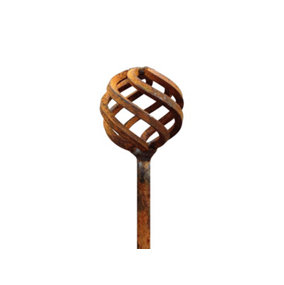 Rusty Metal Sphere Garden Stake - Large - Pack of 3 - Raw steel designed to rust