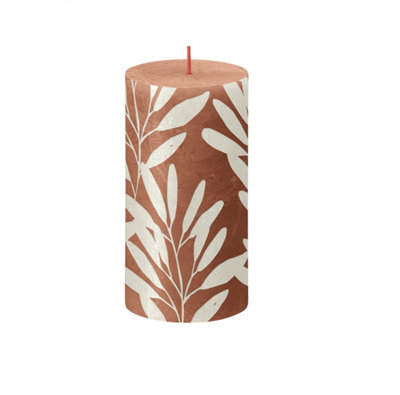 Rusty Pink Sage Bolsius Rustic Silhouette Candle. Unscented. H13 cm