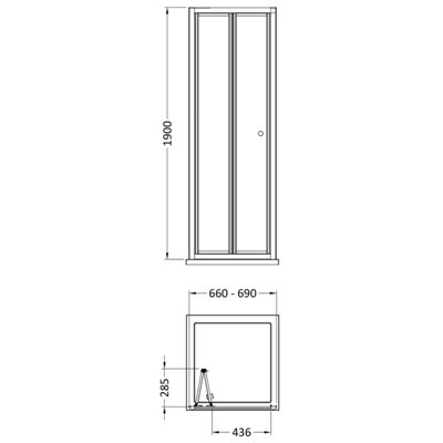 Ruwa 4mm Toughened Safety Glass Bi-Fold Shower Door - 1900 x 700mm - Chrome - Balterley - 4