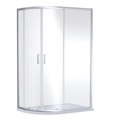 Ruwa 6mm Toughened Safety Glass Offset Quadrant Shower Enclosure - 1900 x 1200 x 900mm - Chrome - Balterley