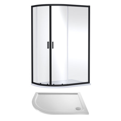 Ruwa 6mm Toughened Safety Glass Offset Quadrant Shower Enclosure and ...