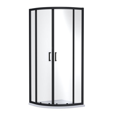 Ruwa 6mm Toughened Safety Glass Quadrant Shower Enclosure - 1900 x 900 x 900mm - Matt Black - Balterley