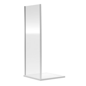 Ruwa 6mm Toughened Safety Glass Reversible Shower Side Panel - 800mm - Chrome