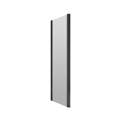 Ruwa 6mm Toughened Safety Glass Reversible Shower Side Panel - 900mm - Black