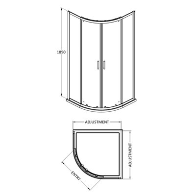 Ruwa Quadrant 6mm Toughened Safety Glass Shower Enclosure - 800mm x 800mm - Chrome - Balterley
