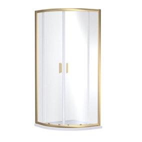 Ruwa Quadrant 6mm Toughened Safety Glass Shower Enclosure - 900mm x 900mm - Brushed Brass - Balterley